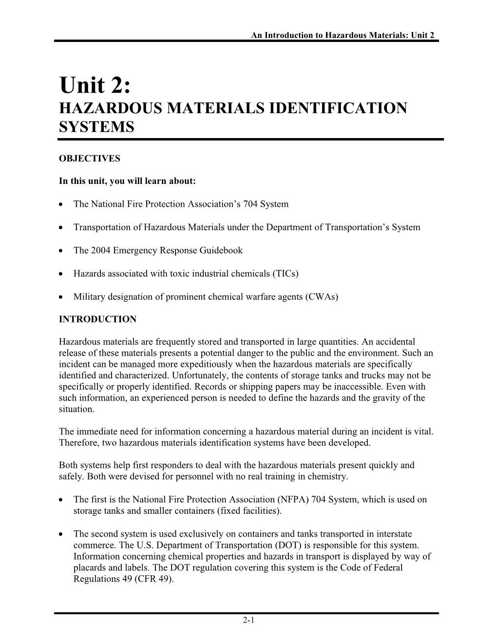 Hazardous Materials Identification Systems