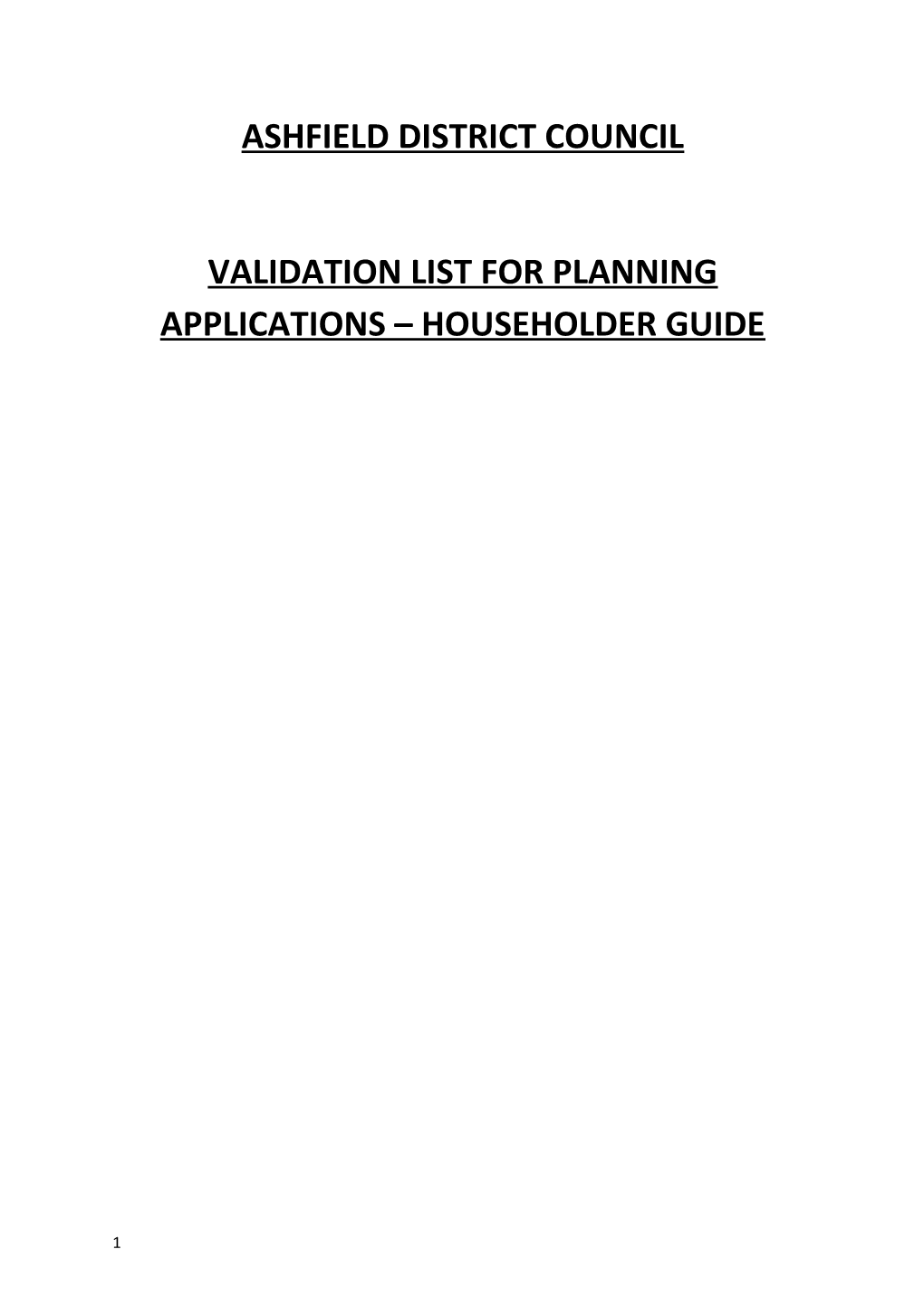 Validation List for Planning Applications Householder Guide