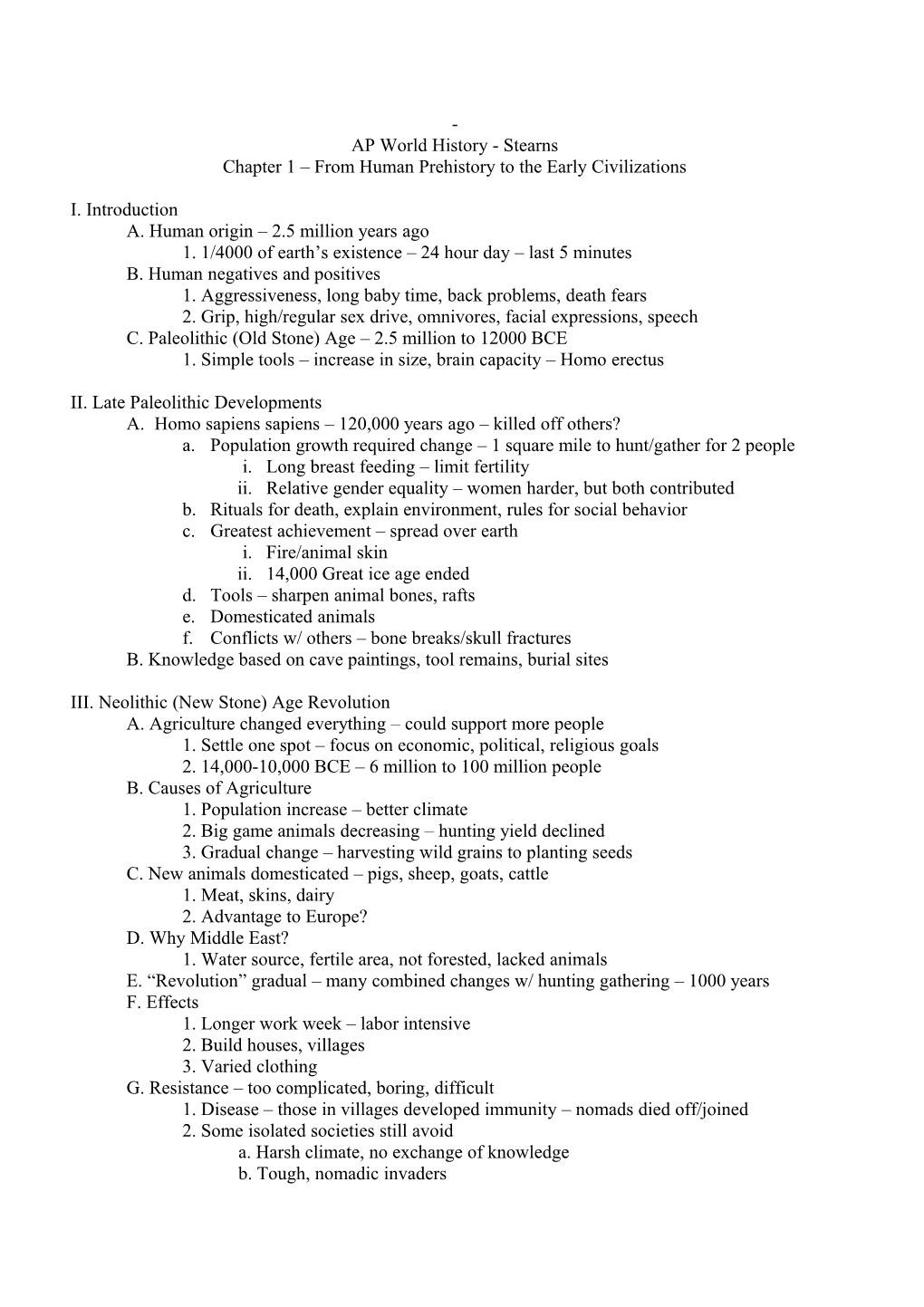 Chapter 1 from Human Prehistory to the Early Civilizations