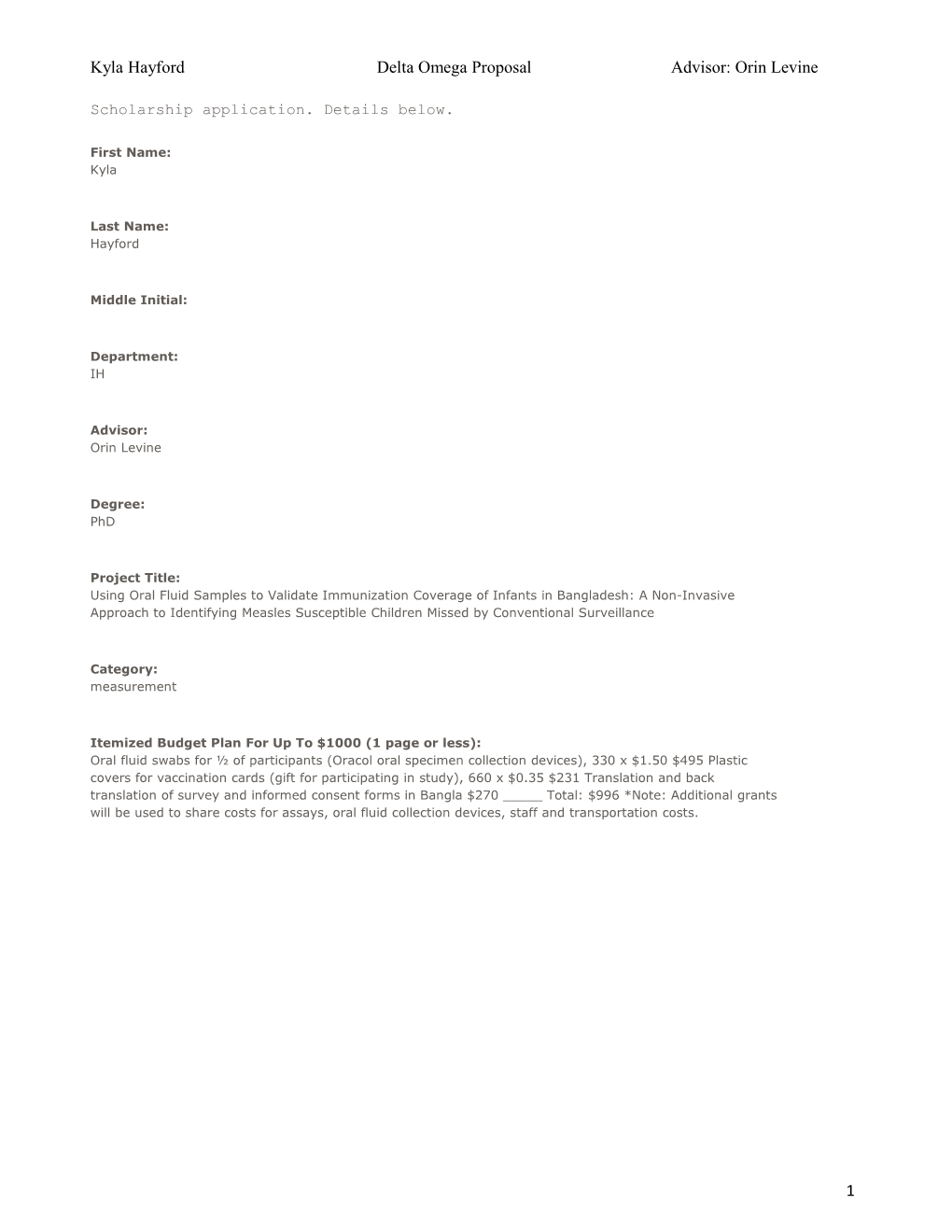 Using Oral Fluid Samples to Validate Immunization Coverage of Infants