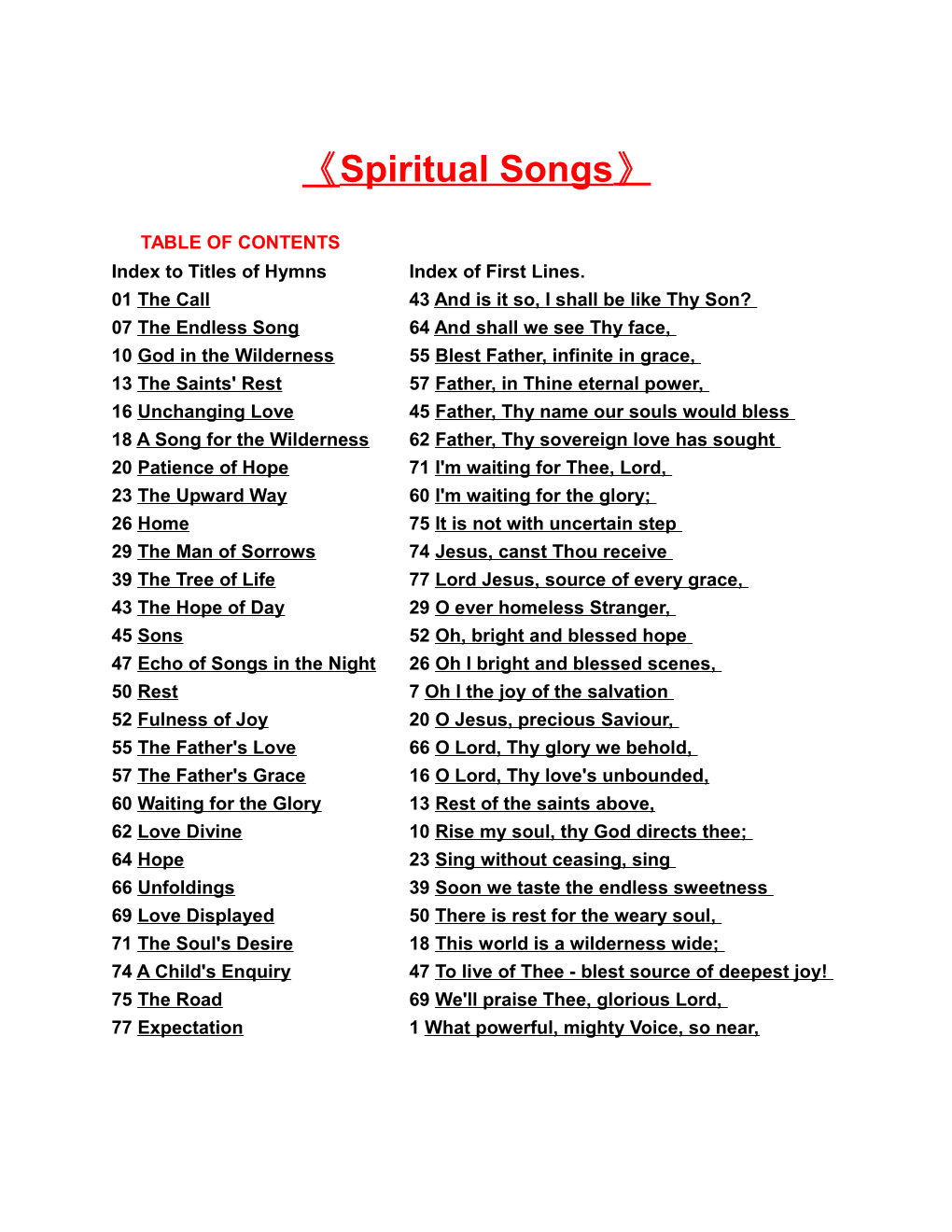 Spiritual Songs