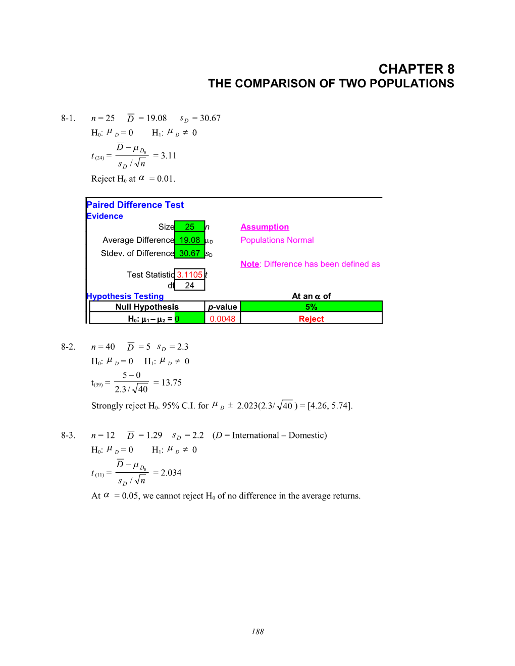 The Comparison of Two Populations