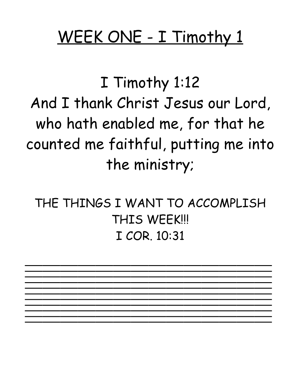 WEEK FIVE - I Timothy 1