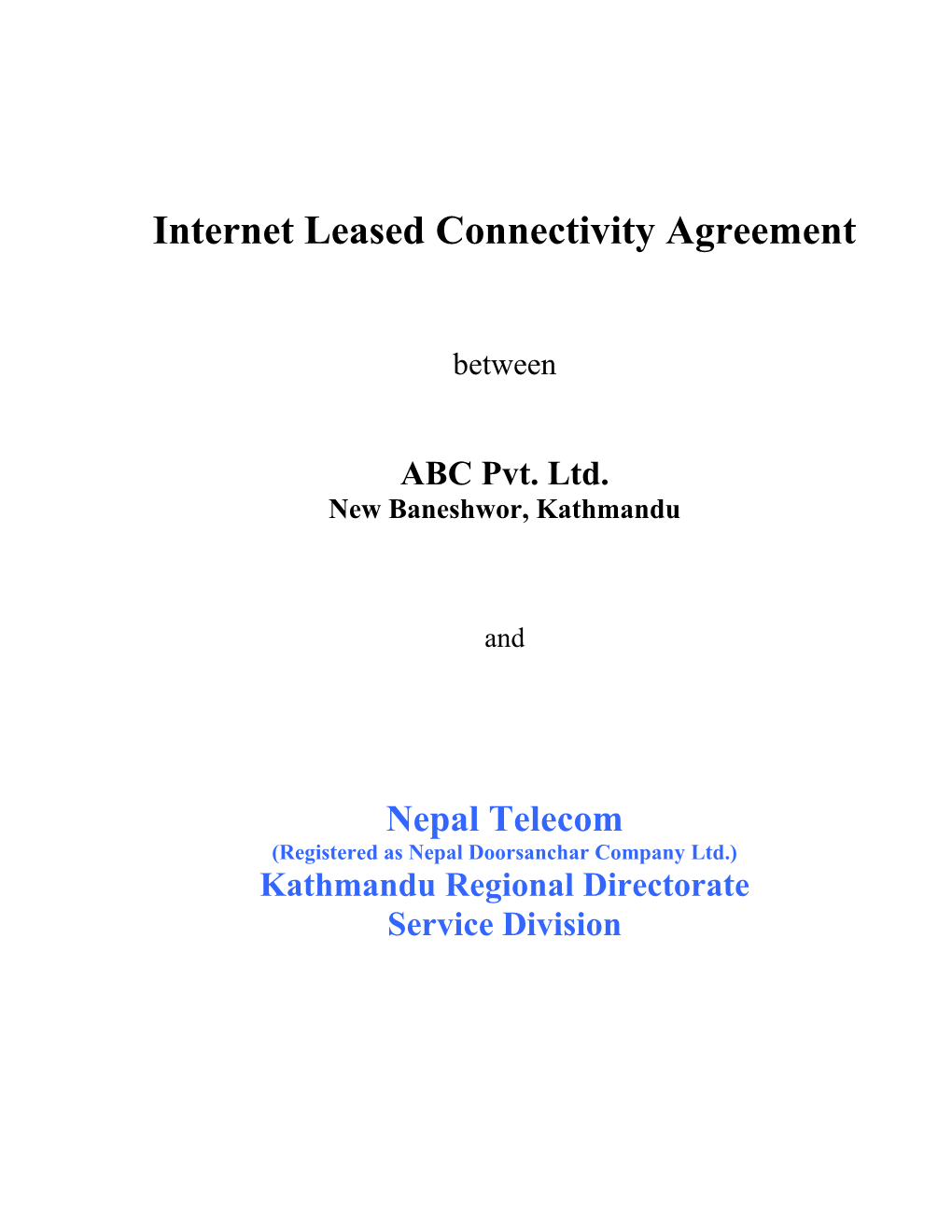 Internet Leased Connectivity Contract