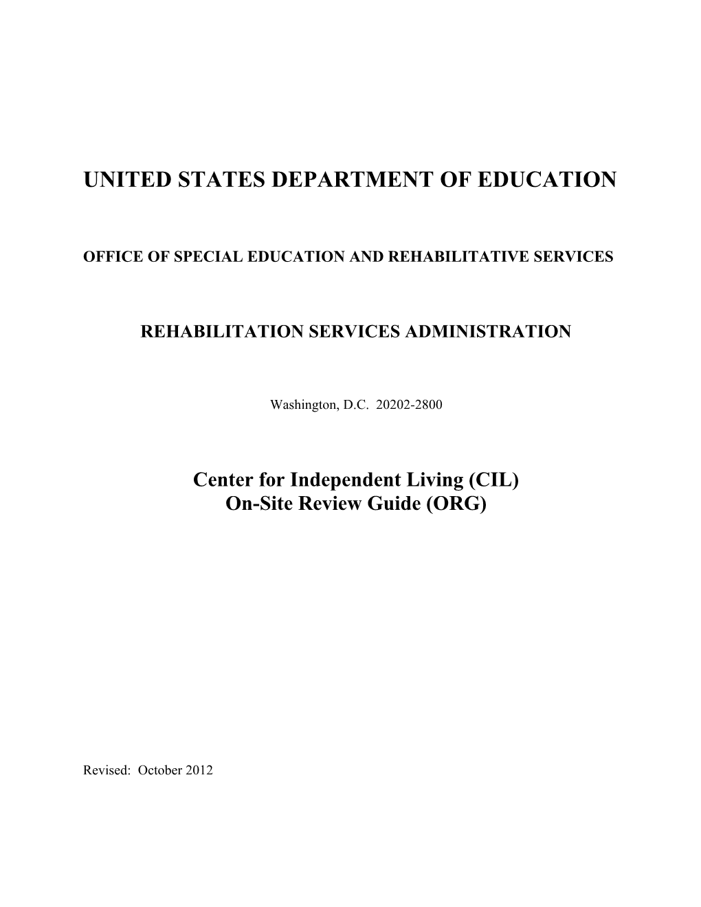 RSA Center for Independent Living (CIL) On-Site Review Guide (ORG) (PDF)