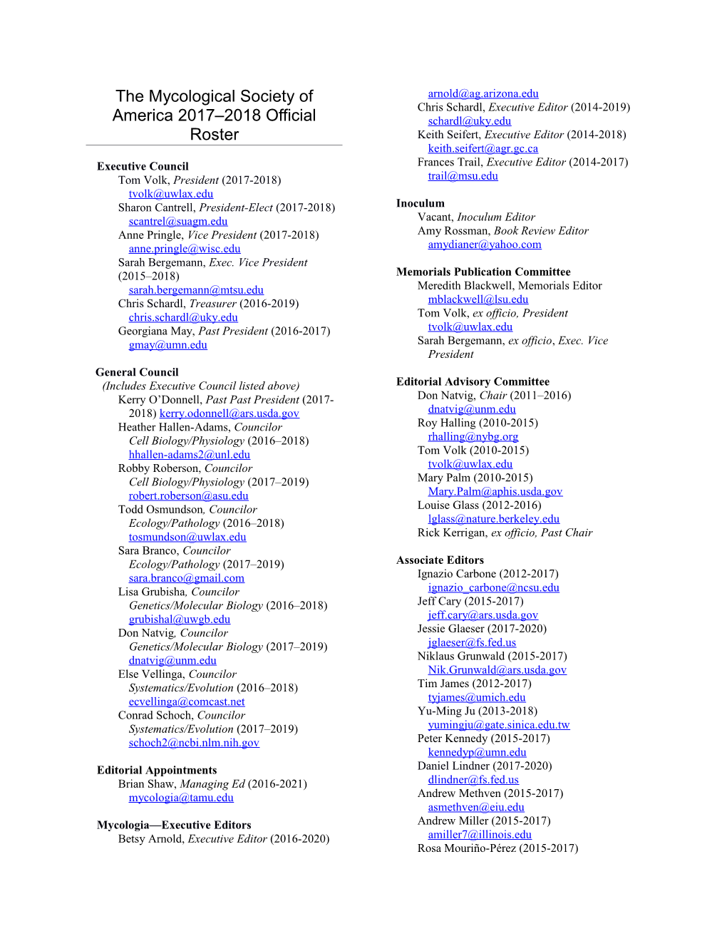 The Mycological Society of America