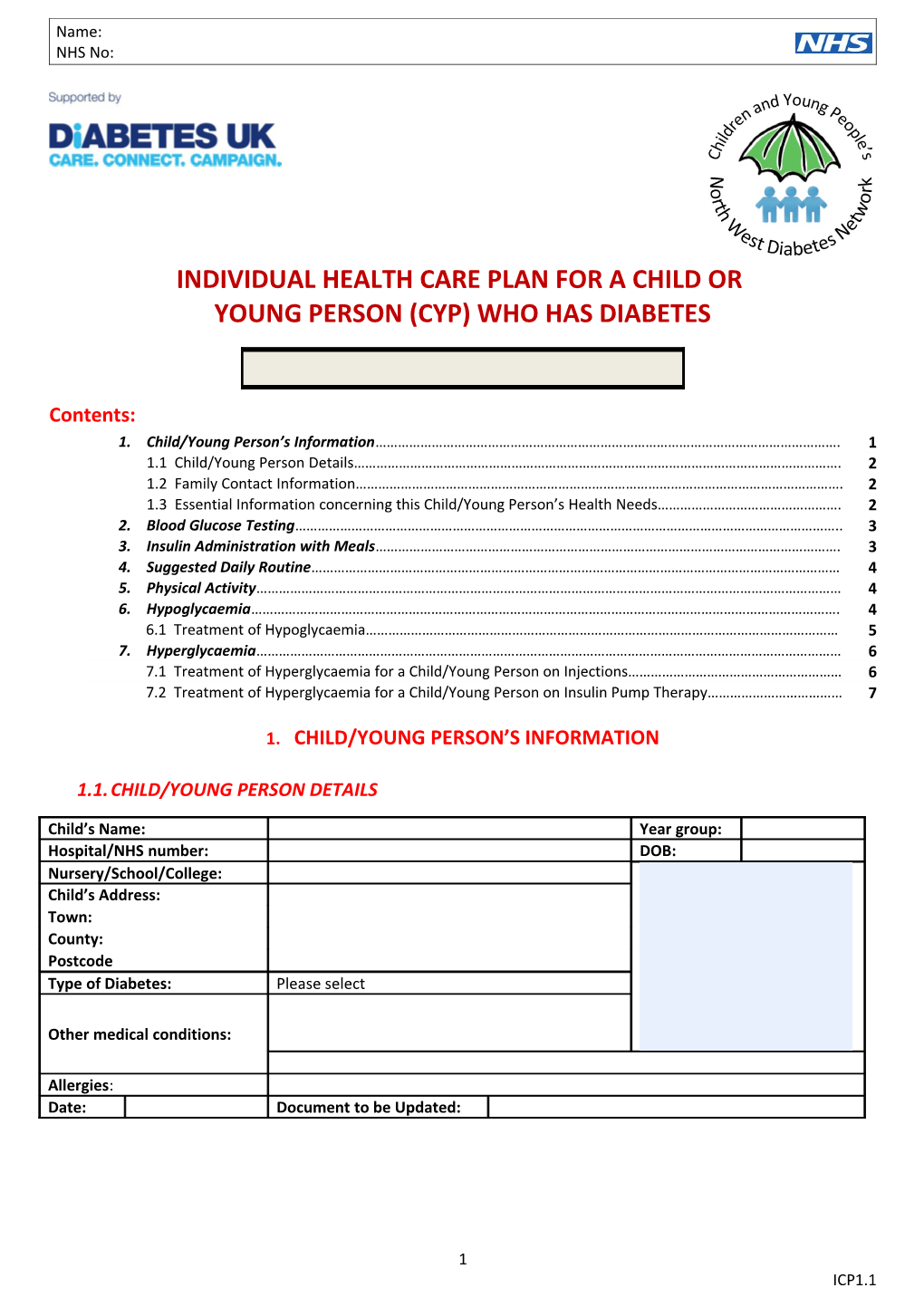 Individual Health Care Planfora Child Or