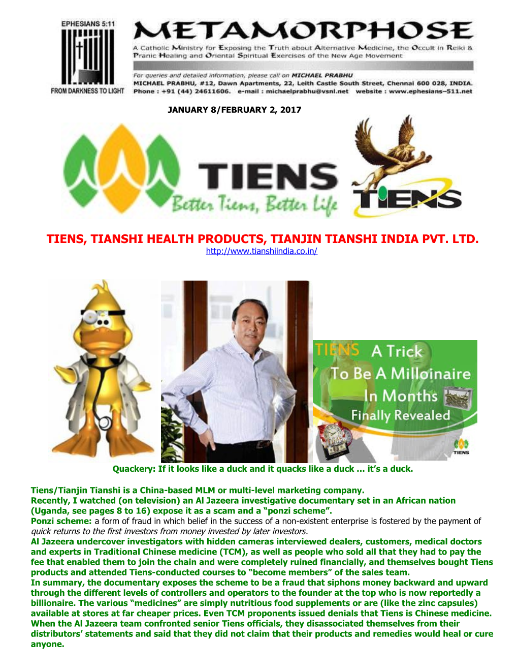 Tiens, Tianshi Health Products, Tianjin Tianshi India Pvt. Ltd