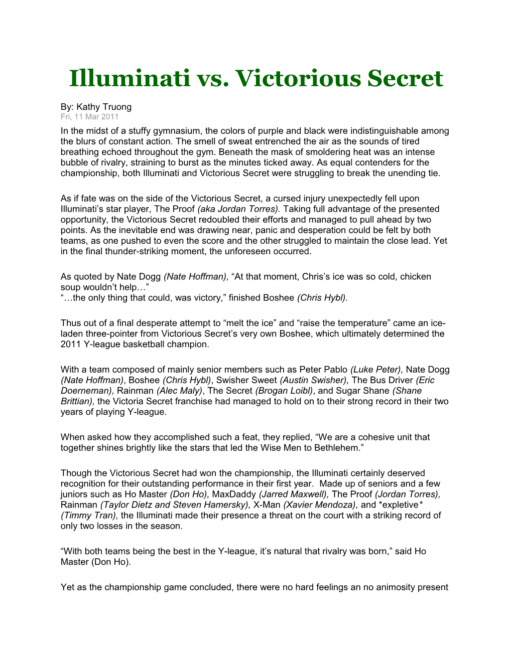 Illuminati Vs. Victorious Secret