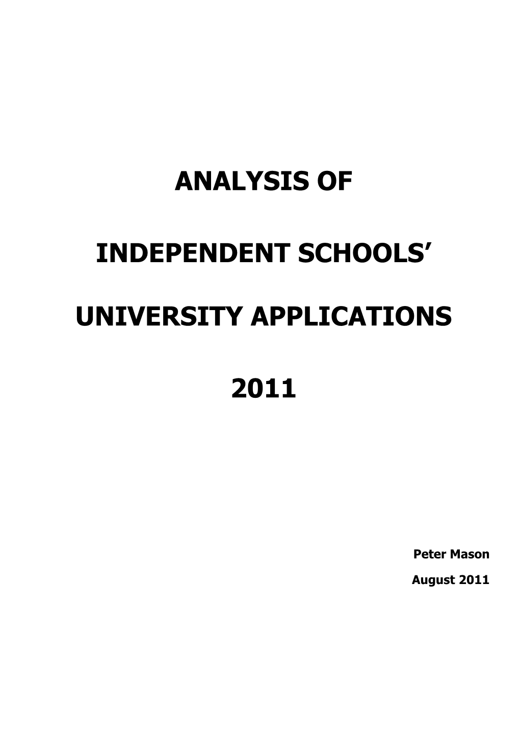 Independent Schools University Applications