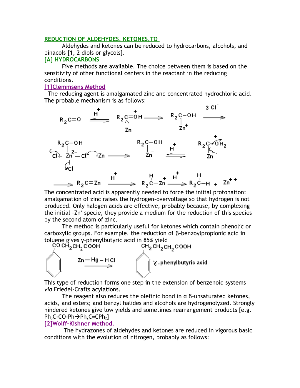 Reduction of Aldehydes, Ketones,To