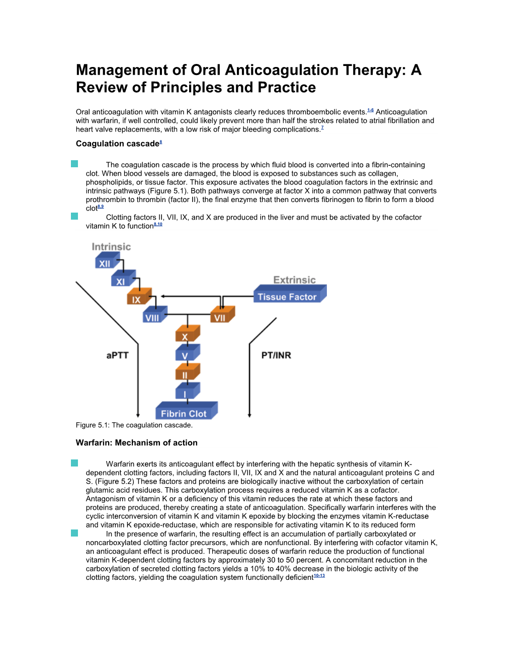 Management of Oral Anticoagulation Therapy: a Review of Principles and Practice