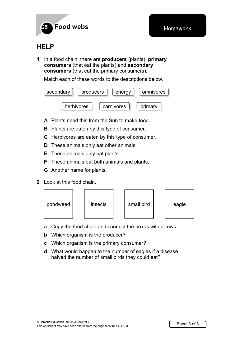 Match Each of These Words to the Descriptions Below