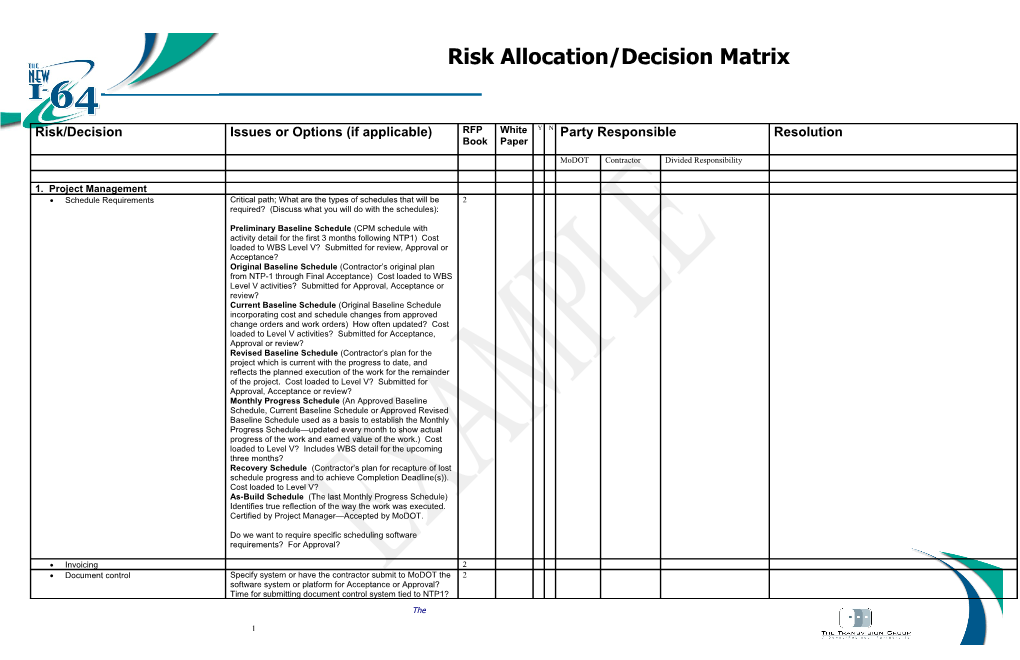 Risk Allocation/Decision Matrix