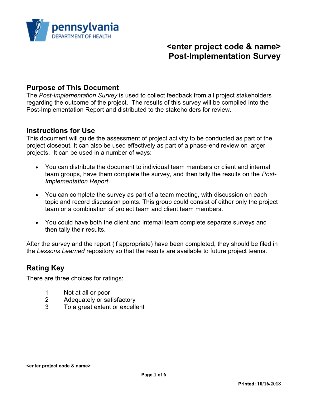 Post-Implementation Survey