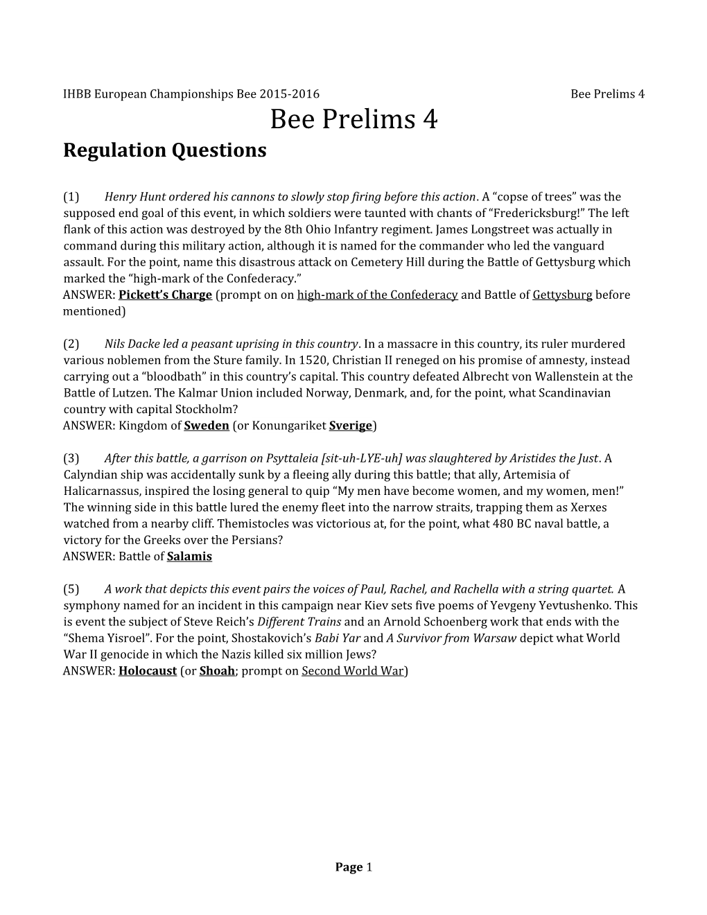 Regulation Questions