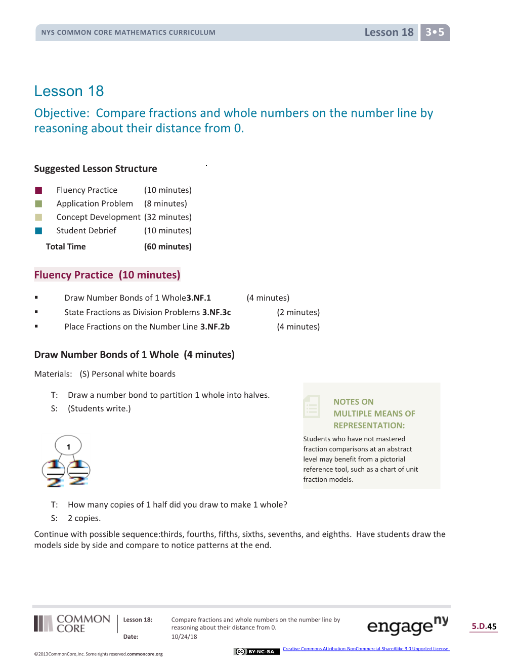 Objective: Compare Fractions and Whole Numbers on the Number Line by Reasoning About Their