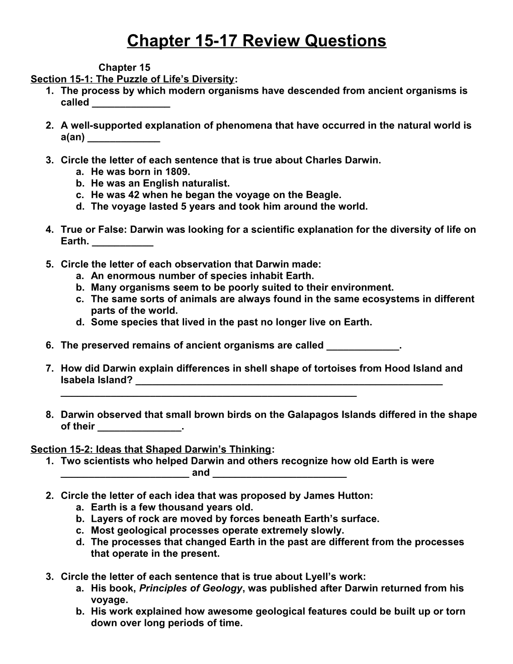 Chapter 15-17 Review Questions