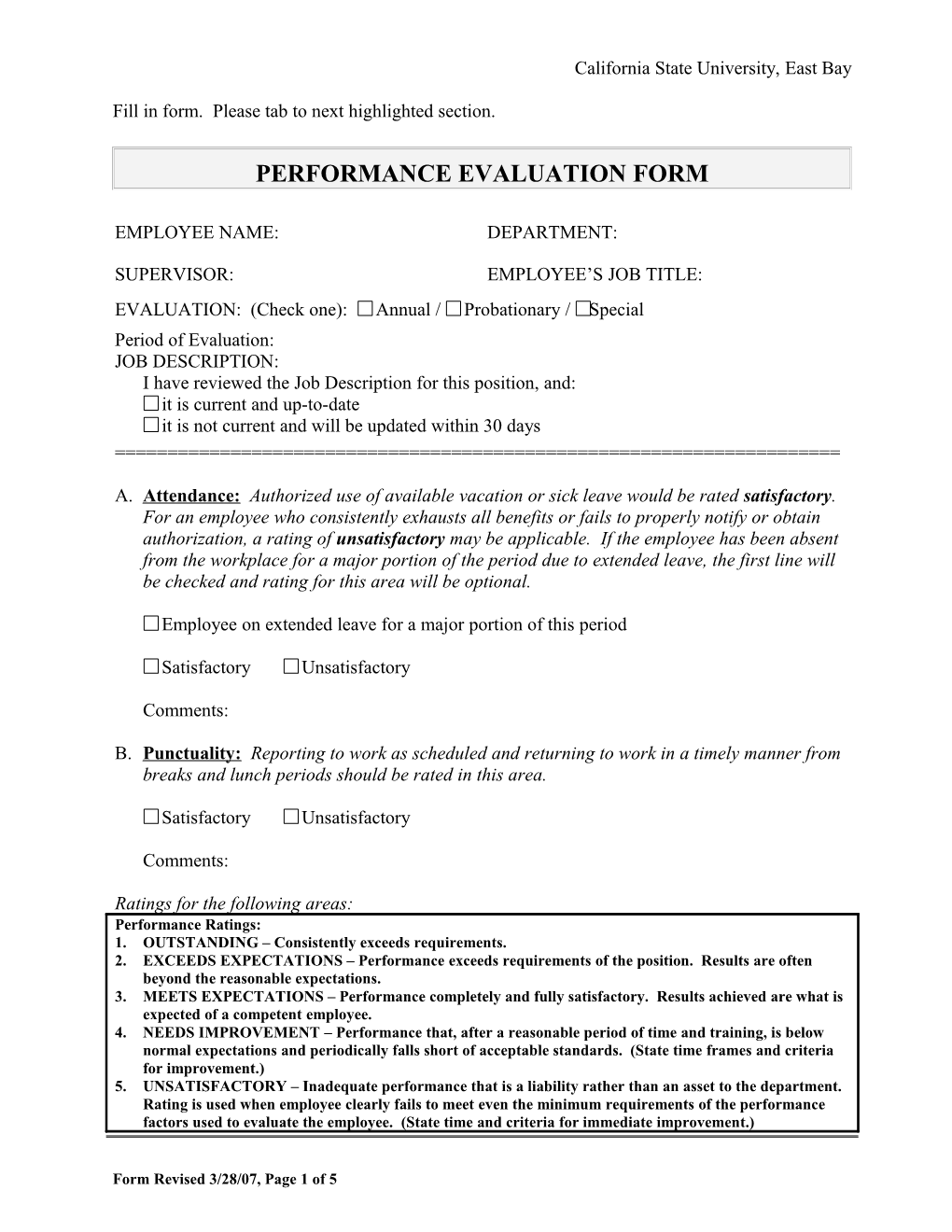 Fill in Form. Please Tab to Next Highlighted Section