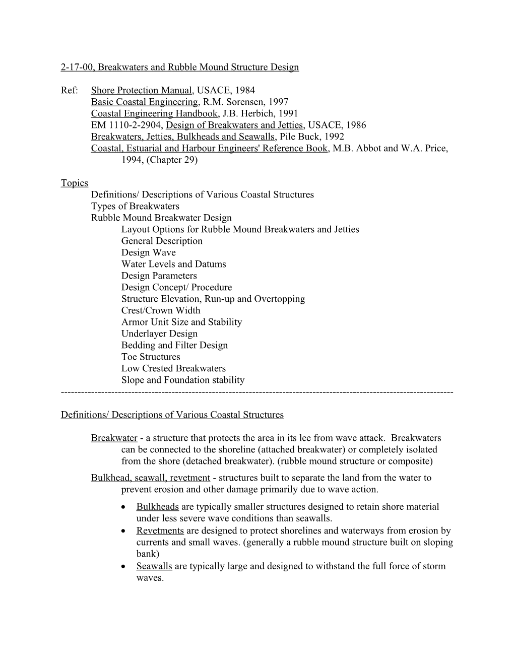 2-10-00, Environmental Factors in the Coastal Region, Waves