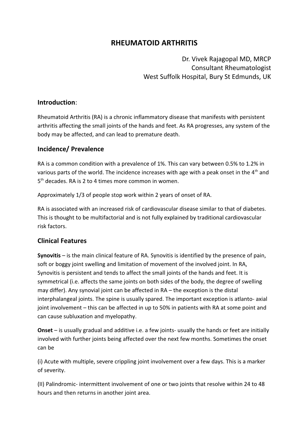 Rheumatoid Arthritis