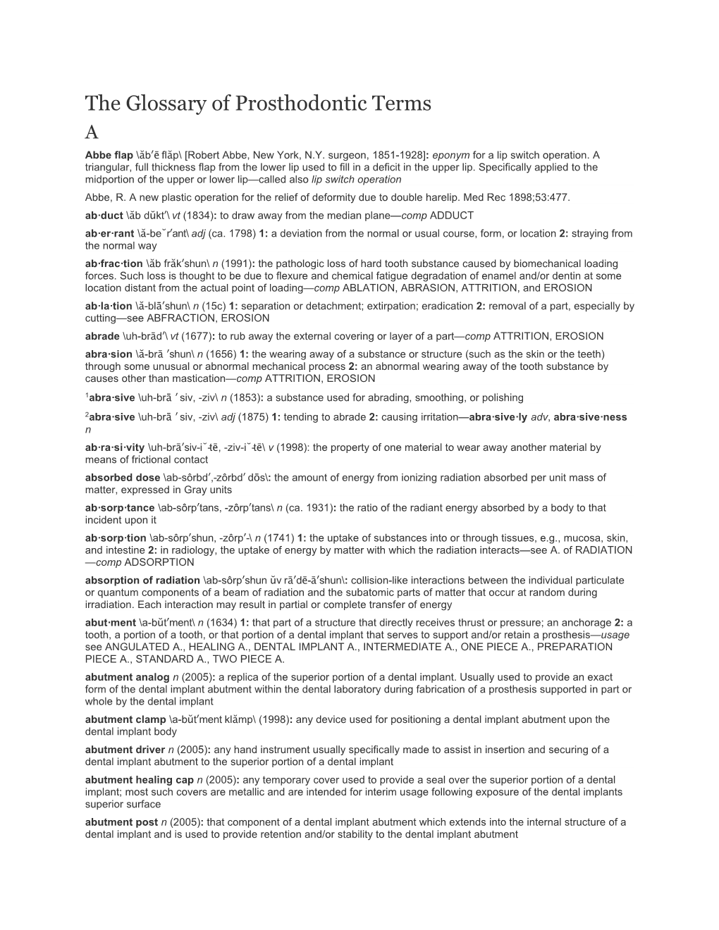 The Glossary of Prosthodontic Terms