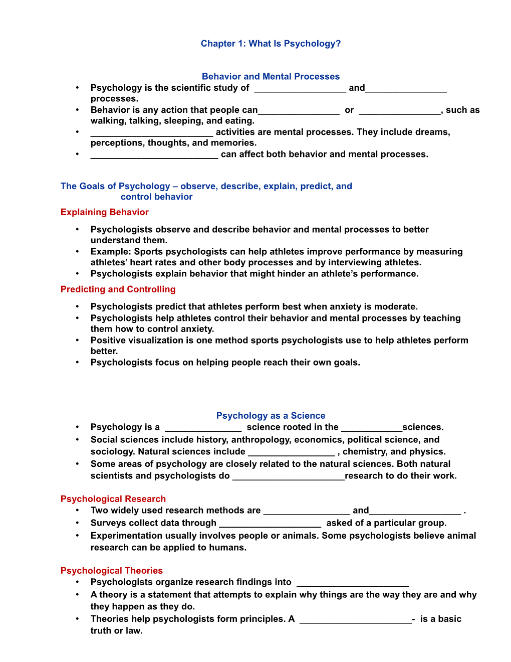 Behavior and Mental Processes