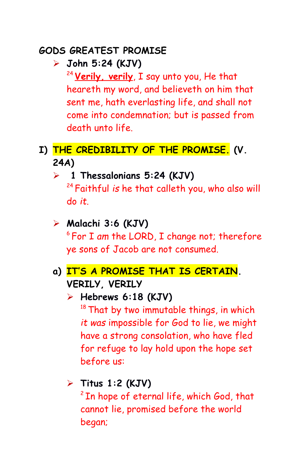I)The CREDIBILITY of the Promise. (V. 24A)