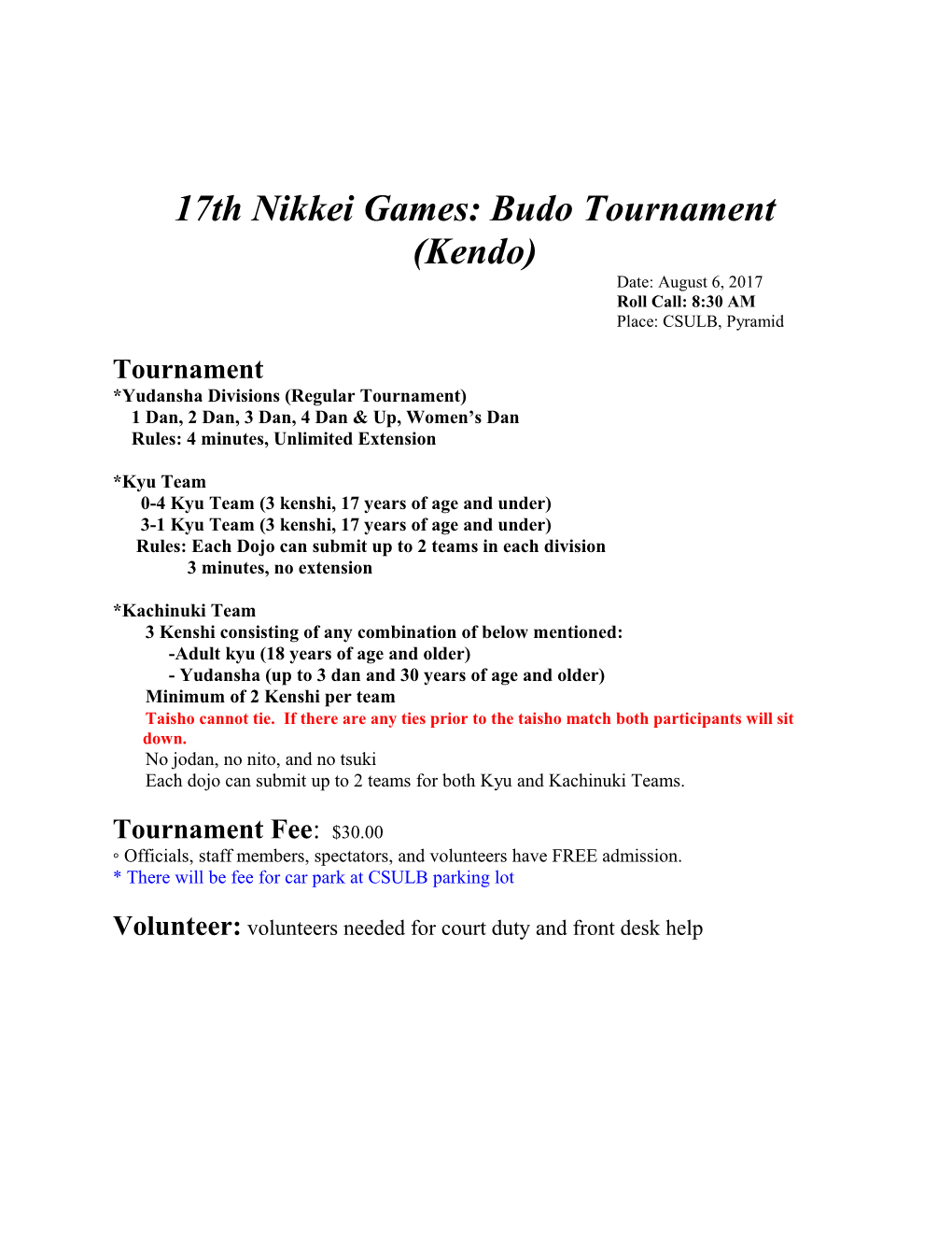 17Th Nikkei Games: Budo Tournament (Kendo)