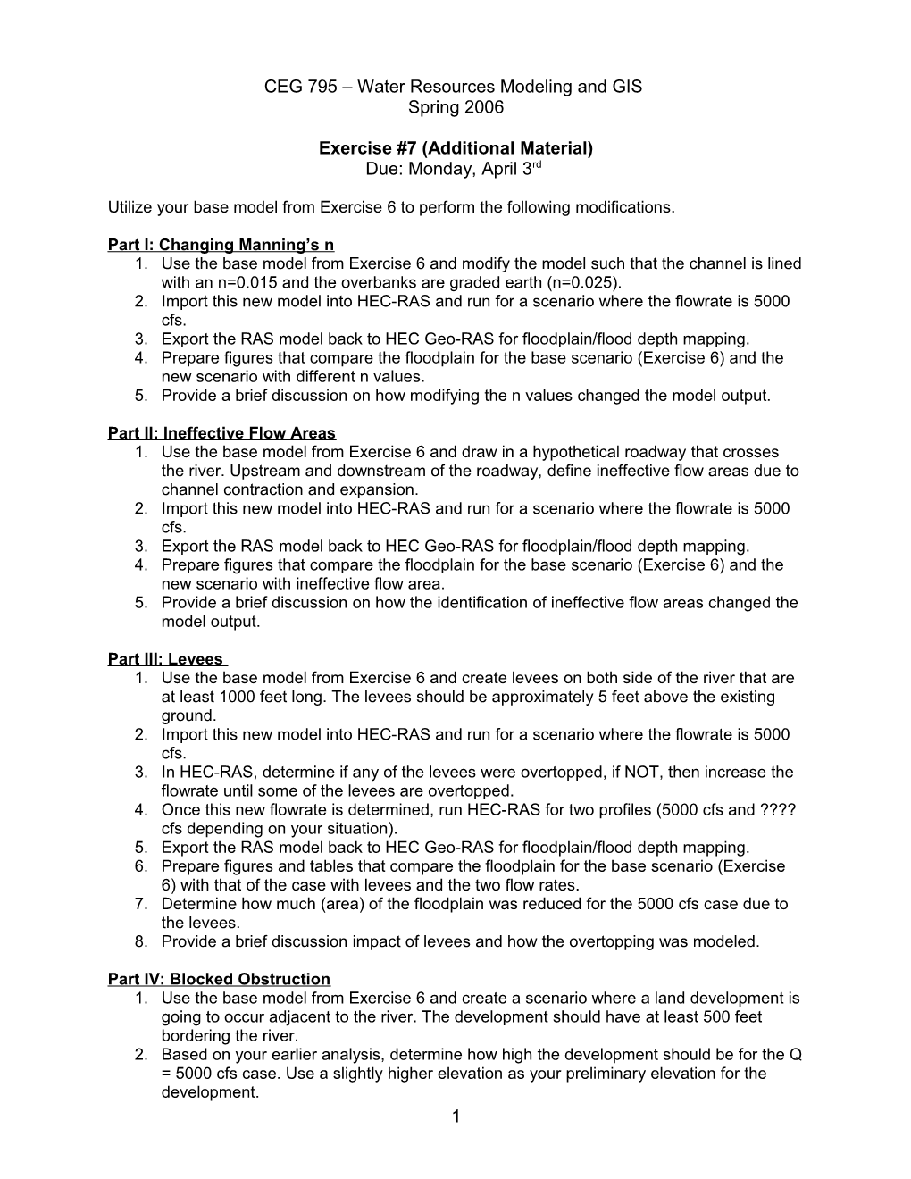 CEG 750 Urban Runoff Quality and Control