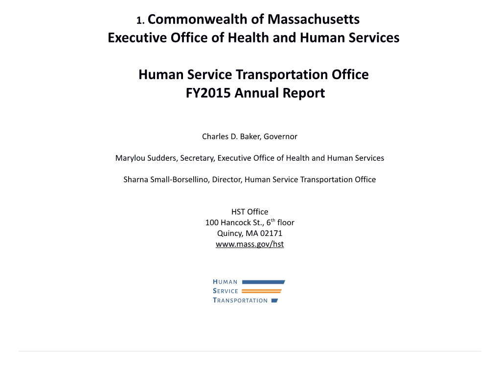 Human Service Transportation (HST) Annual Report