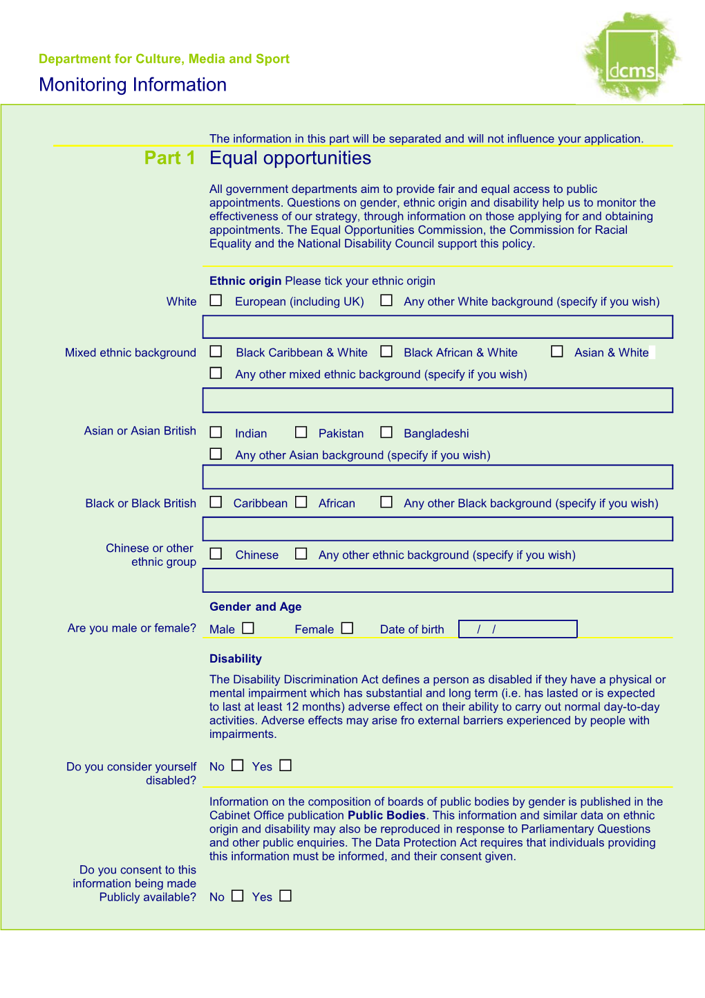 Public Appointments Monitoring Form