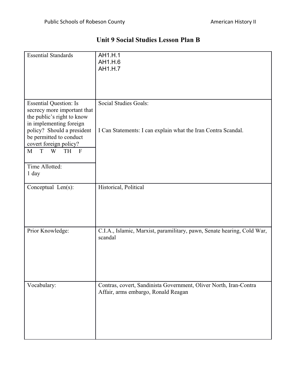 Public Schools of Robeson Countyamerican History II