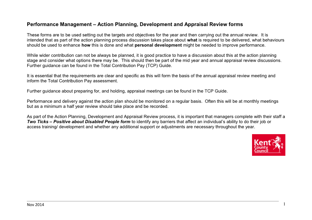 Action Planning, Development and Appraisal Review Form - TCP