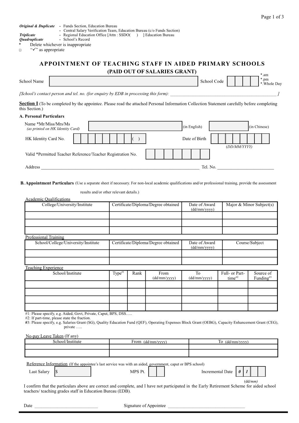 Appointment of Teaching Staff in Aidedprimary Schools