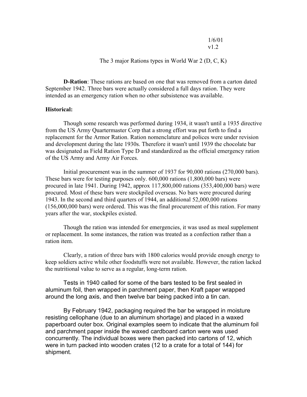 The 3 Major Rations Types in World War 2 (D, C, K)