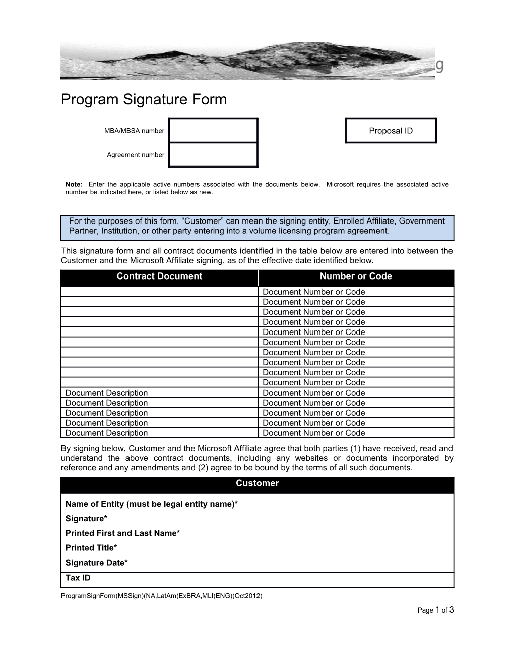 Program Signature Form