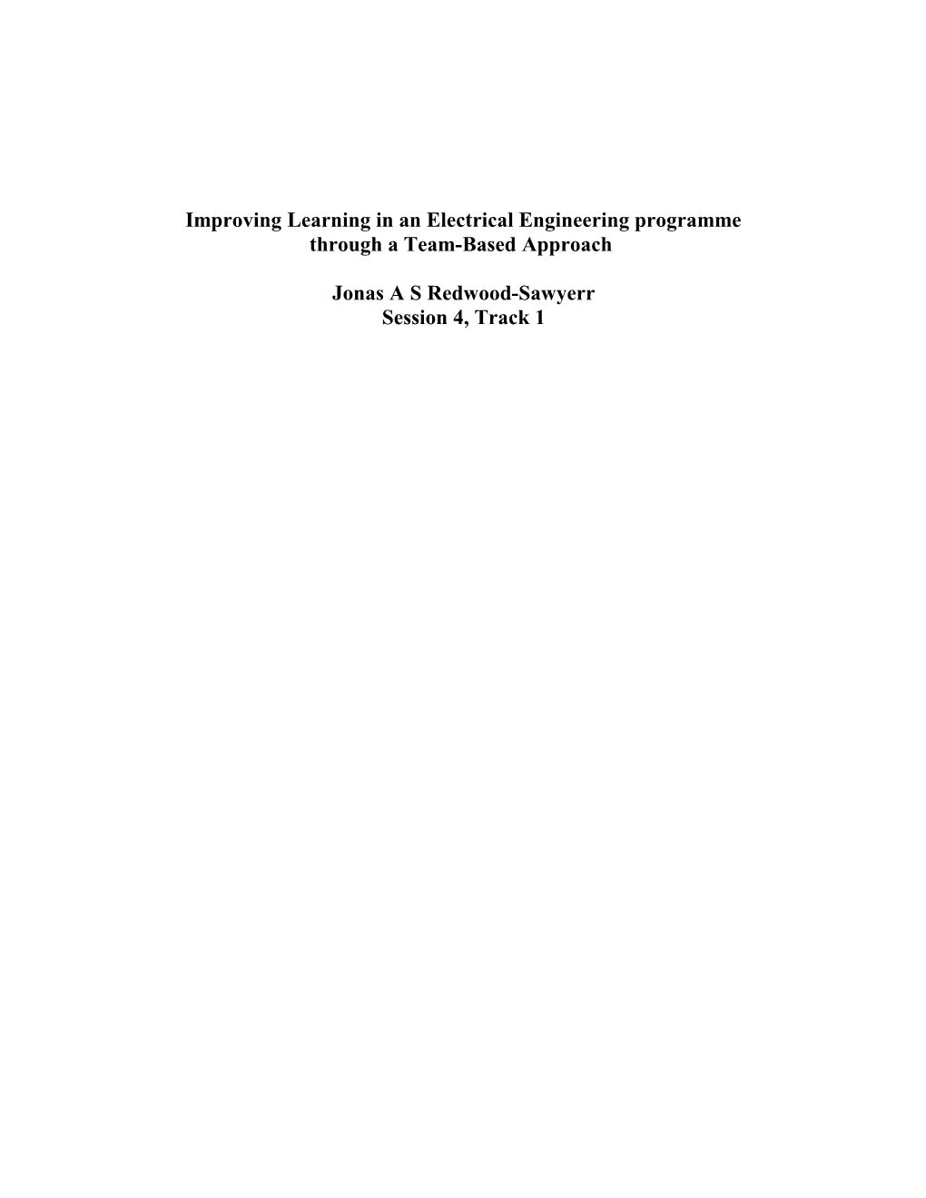 Improving Learning in an Electrical Engineering Programme Through a Team-Based Approach