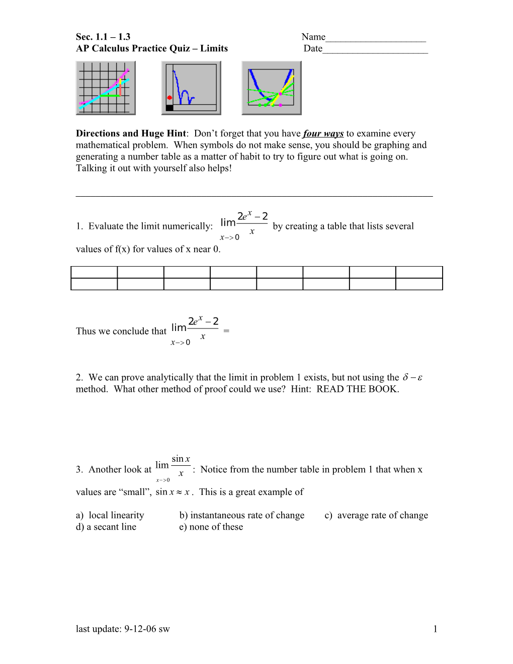 AP Calculus Quiz