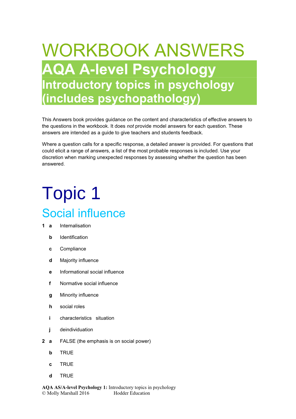 Introductory Topics in Psychology (Includes Psychopathology)