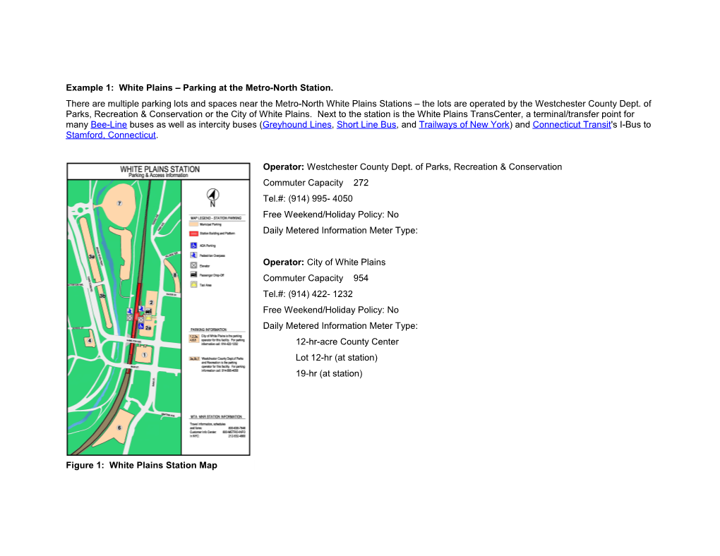 Example 1: White Plains Parking at the Metro-North Station