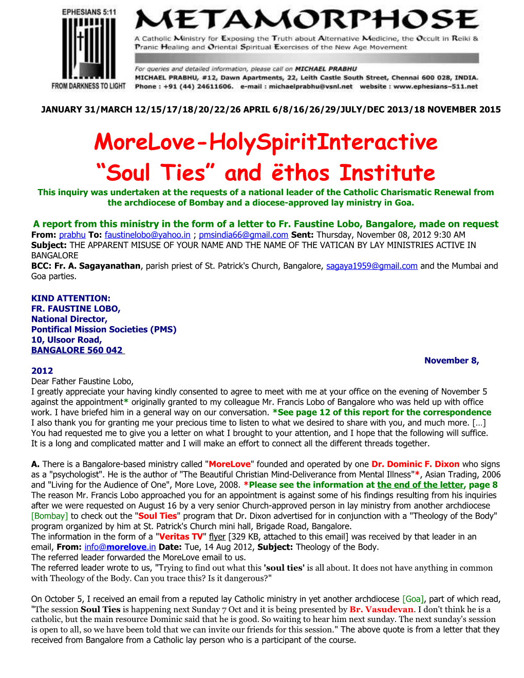 Soul Ties and Ëthos Institute