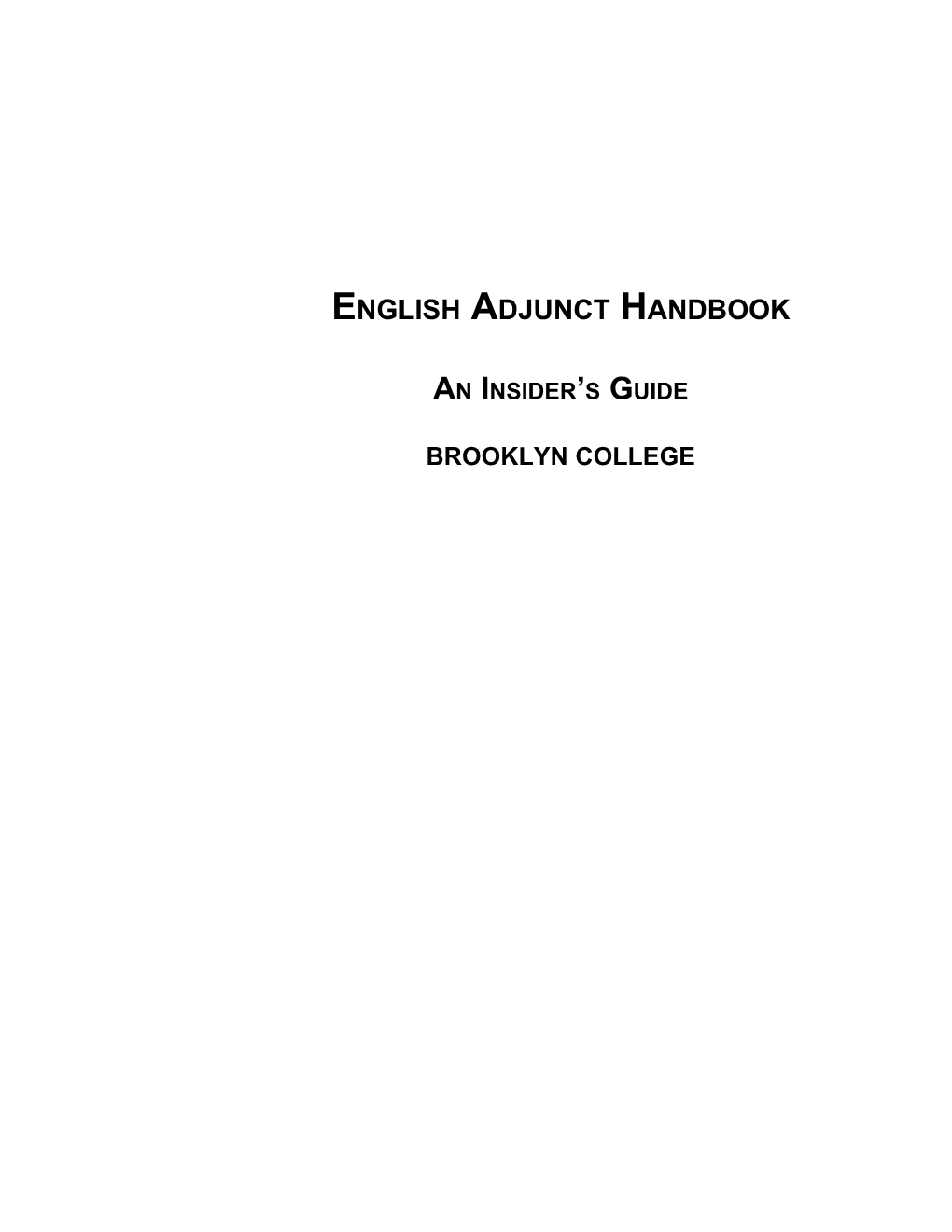 English Adjunct Handbook