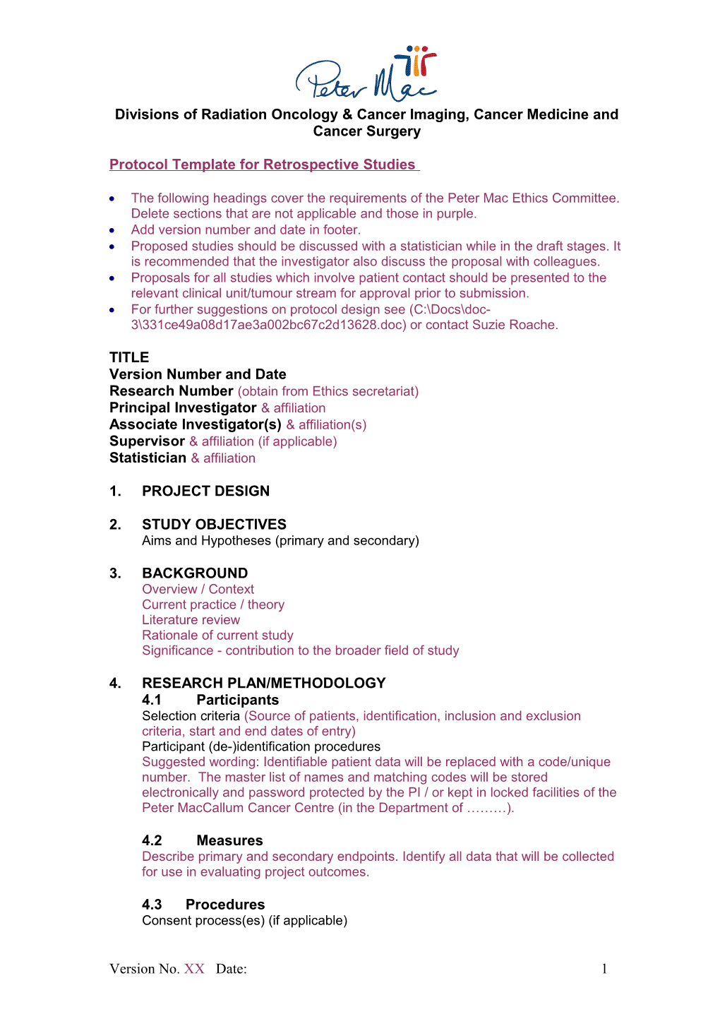 Protocol Design for Prospective Studies and Clinical Trials