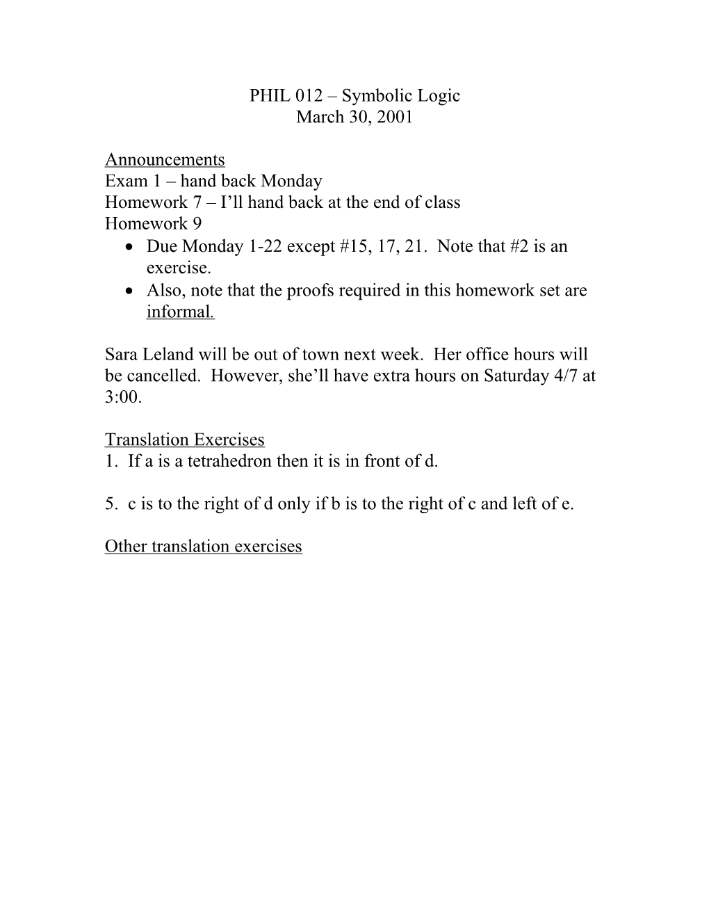 PHIL 012 Symbolic Logic