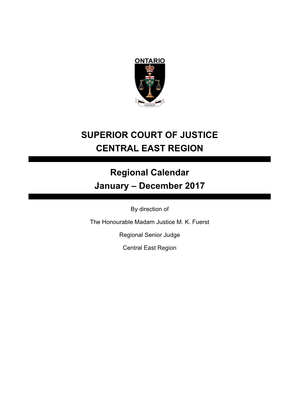 Central East Regional Calendar - January to December 2017