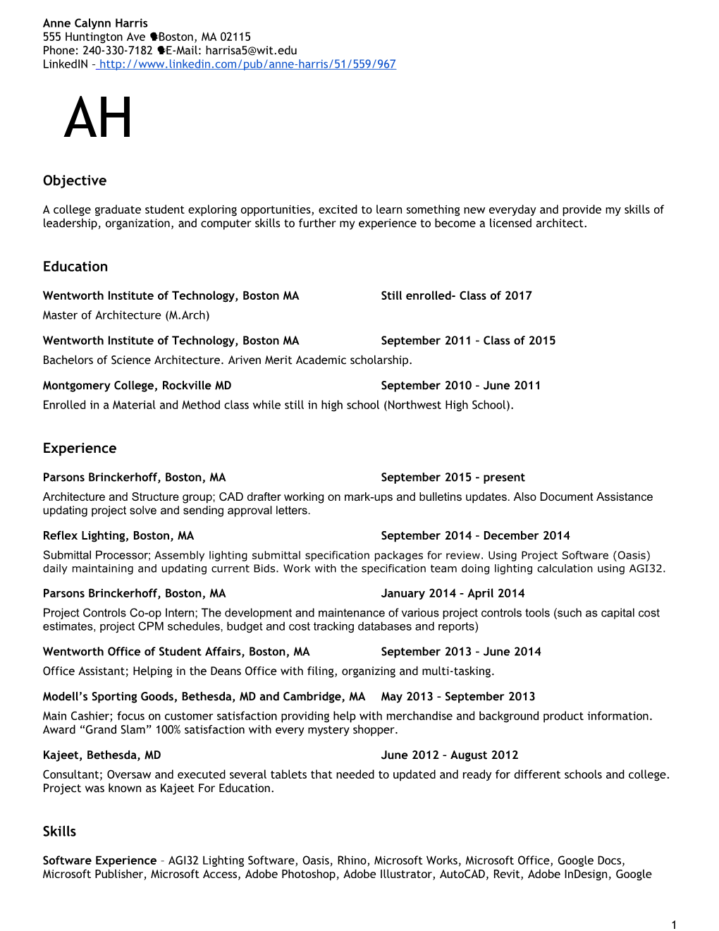 Anne Harris Resume