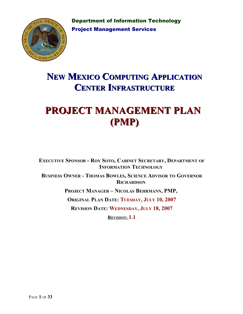 New Mexico Computing Application Center Infrastructure