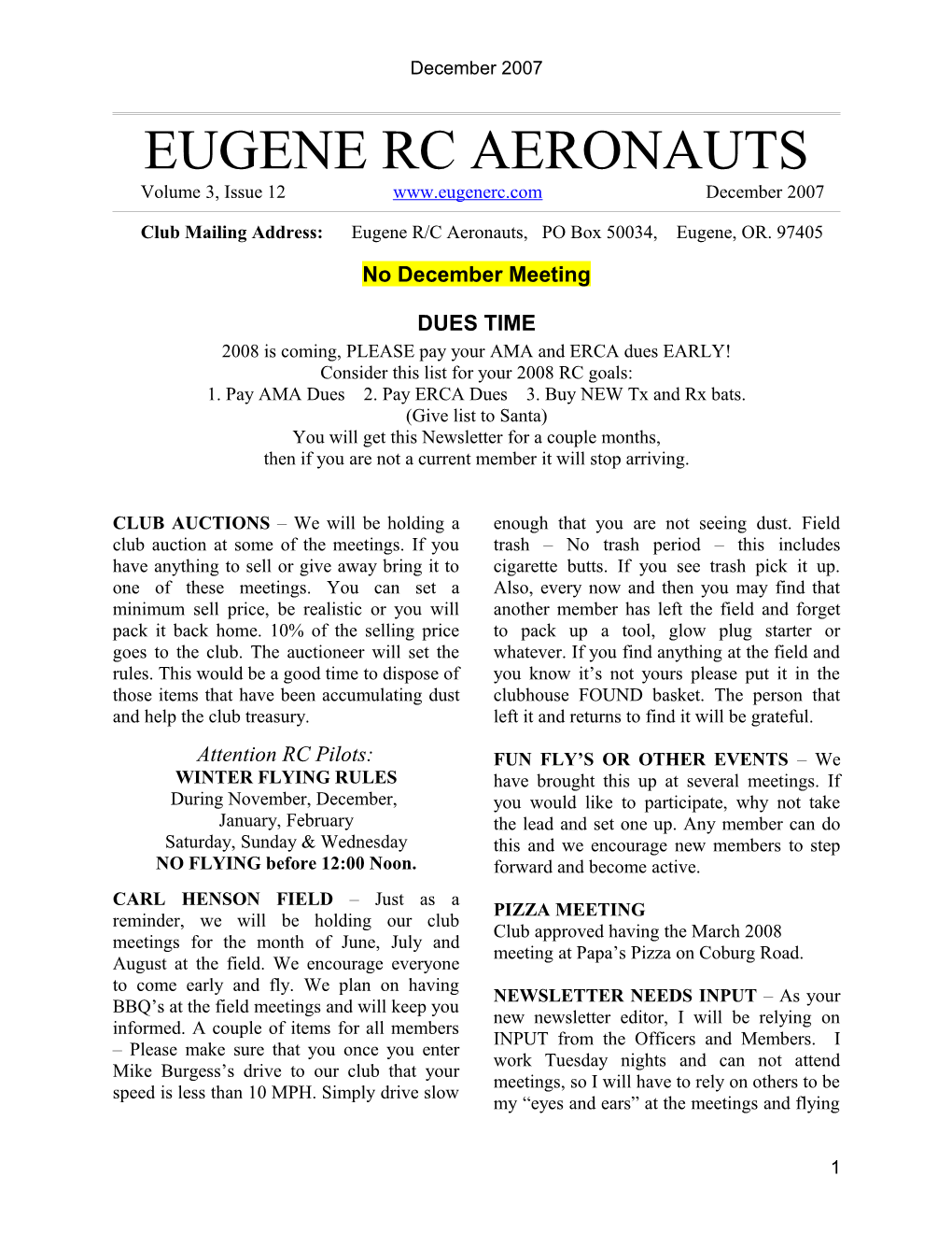 Eugene Rc Aeronauts