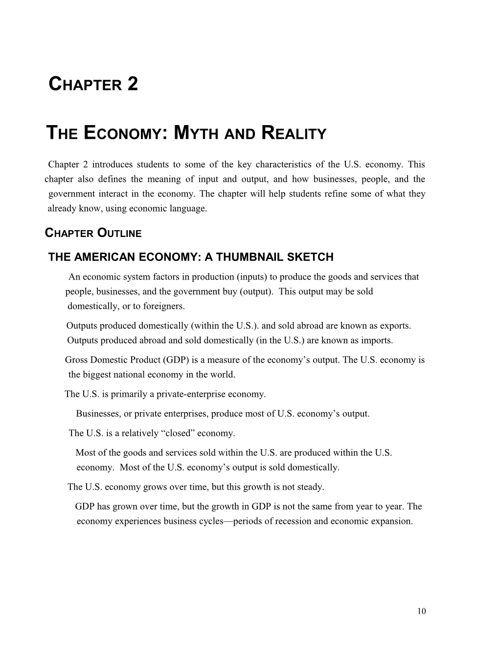 Chapter 2/The Economy: Myth and Reality 1